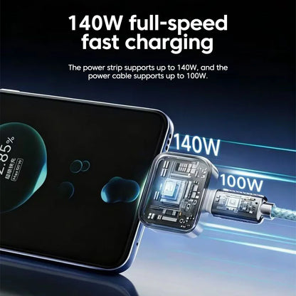 Intelligence 140W Full Charge Auto-Disconnect Charging Adapter Fast Charge Safety Separator Automatically for Type-C Devices